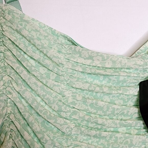 6X 30W Torrid Mint Green Stretch Mesh Cropped Shirred Cami Square Neck Tank Y2K - Picture 4 of 6